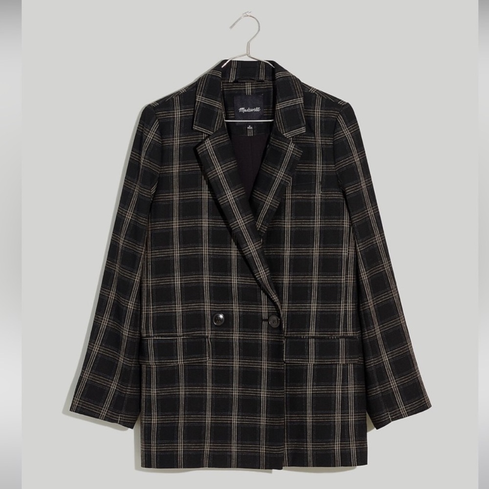 Madewell Caldwell Double Breasted Blazer in Seton Plaid